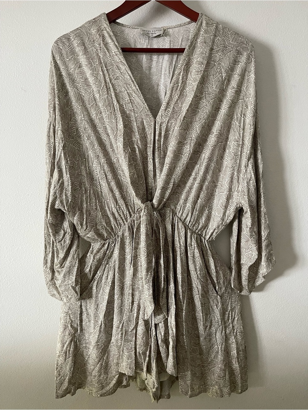 Taupe Printed Tie-Waist Romper Sz S